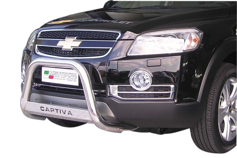 Chevrolet Captiva 2006 tot 2011 - pushbar &Oslash; 63 mm met modelnaam met CE/EU certificaat - RVS 304 hoogglans gepolijst