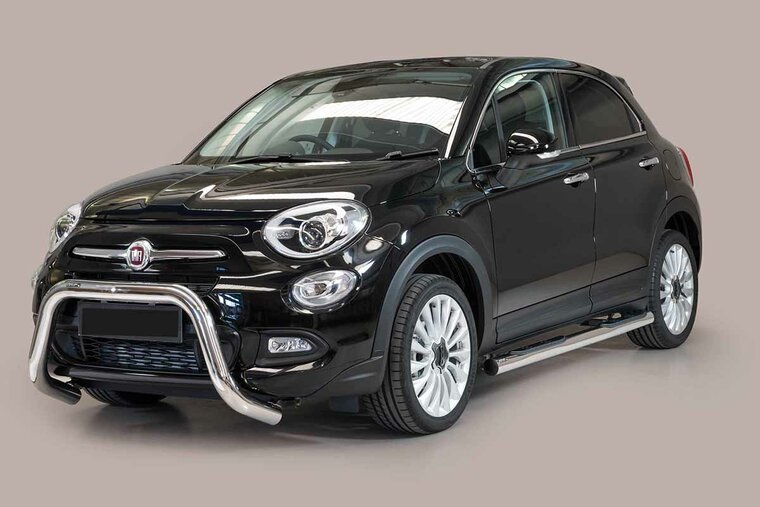 Fiat 500X 2015 tot heden - super pushbar &Oslash; 76 mm met CE/EU certificaat - RVS 304 hoogglans gepolijst