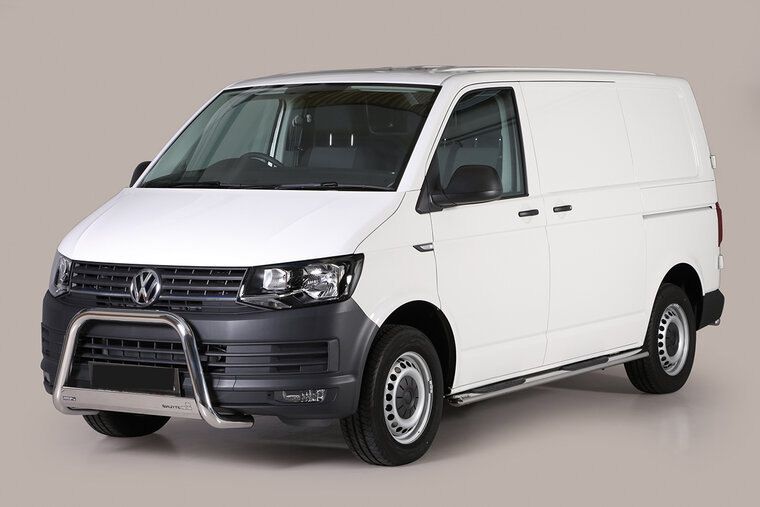 Volkswagen Transporter T6 2015 tot 2020 - pushbar &Oslash; 63 mm met CE/EU certificaat - RVS 304 hoogglans gepolijst