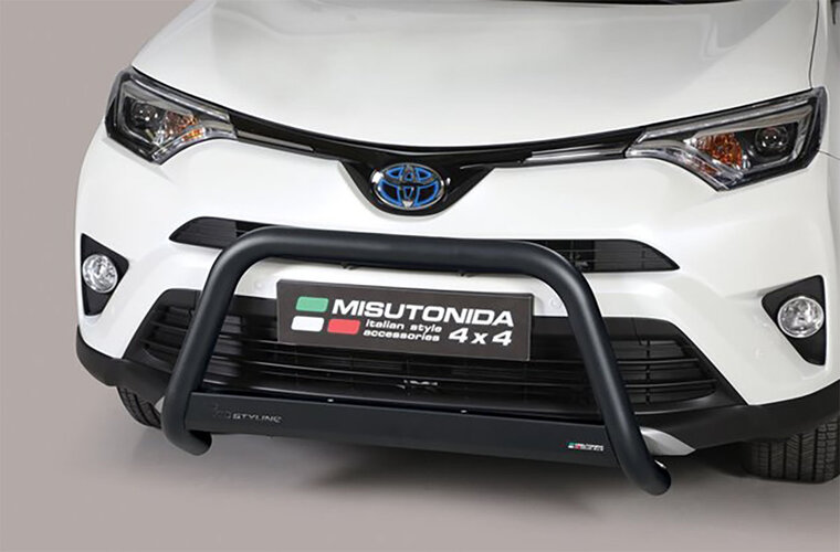 Toyota RAV4 2016 tot 2019 &ndash; pushbar &Oslash; 63 mm met CE/EU certificaat - RVS 304 zwarte poedercoating