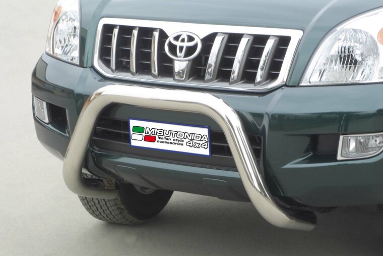 Toyota Land Cruiser 120 2002 tot 2009 &ndash; super pushbar &Oslash; 76 mm met CE/EU certificaat - RVS 304 hoogglans gepolijst