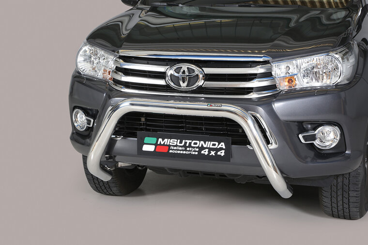 Toyota Hilux 2016 tot 2019 &ndash; super pushbar &Oslash; 76 mm met CE/EU certificaat - RVS 304 hoogglans gepolijst