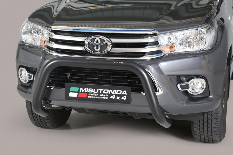 Toyota Hilux 2016 tot 2019 &ndash; super pushbar &Oslash; 76 mm met CE/EU certificaat - RVS 304 zwarte poedercoating