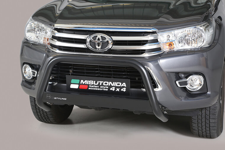 Toyota Hilux 2016 tot 2019 &ndash; pushbar &Oslash; 63 mm met CE/EU certificaat - RVS 304 zwarte poedercoating