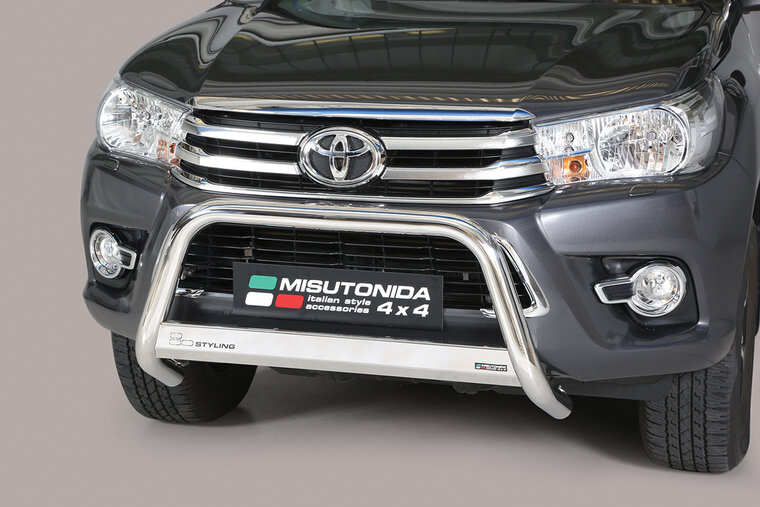 Toyota Hilux 2016 tot 2019 &ndash; pushbar &Oslash; 63 mm met CE/EU certificaat - RVS 304 hoogglans gepolijst