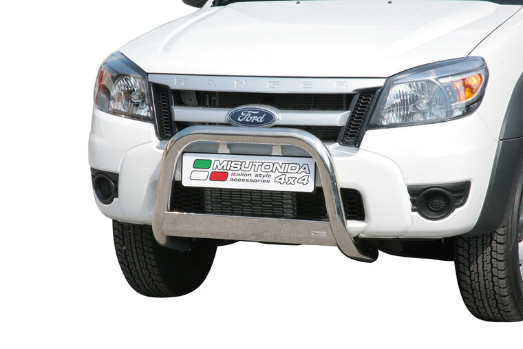 Ford Ranger 2009 tot 2012 - pushbar &Oslash; 63 mm met CE/EU certificaat - RVS 304 hoogglans gepolijst