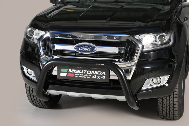 Ford Ranger 2016 tot 2019 - super pushbar &Oslash; 76 mm met CE/EU certificaat - RVS 304 zwarte poedercoating