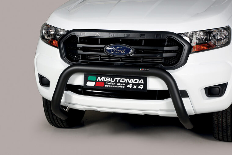 Ford Ranger 2019 tot heden - super pushbar &Oslash; 76 mm met CE/EU certificaat - RVS 304 zwarte poedercoating