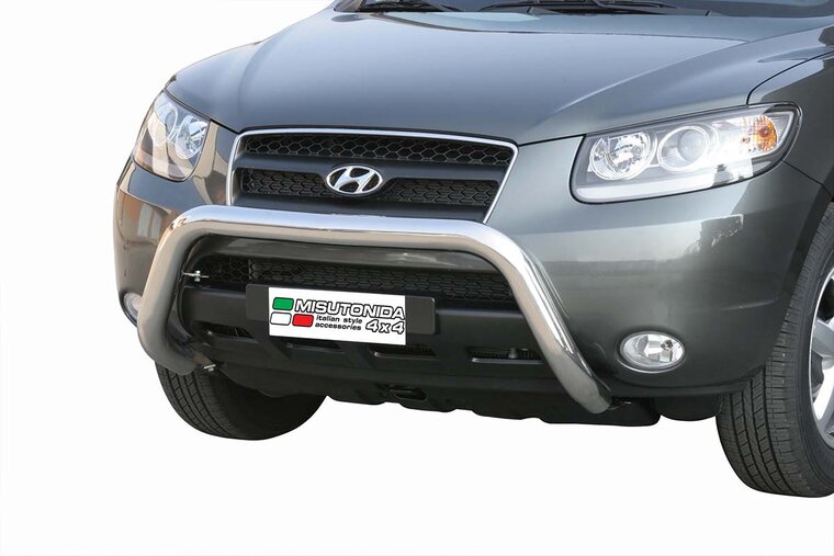 Hyundai Santa Fe 2006 tot 2012 - super pushbar &Oslash; 76 mm met CE/EU certificaat - RVS 304 hoogglans gepolijst