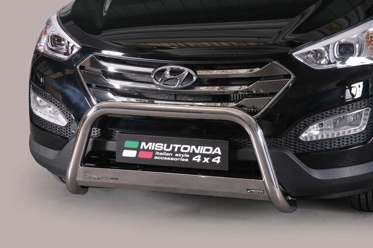 Hyundai Santa Fe 2012 tot 2019 - pushbar &Oslash; 63 mm met CE/EU certificaat - RVS 304 hoogglans gepolijst