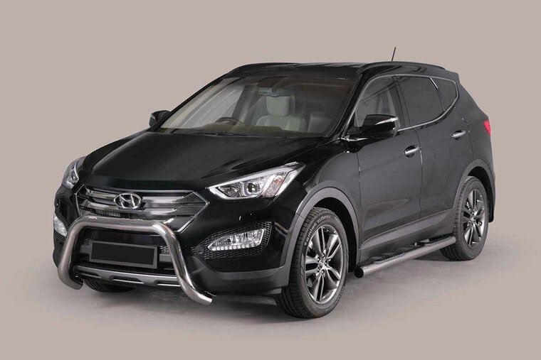 Hyundai Santa Fe 2012 tot 2019 - super pushbar &Oslash; 76 mm met CE/EU certificaat - RVS 304 hoogglans gepolijst