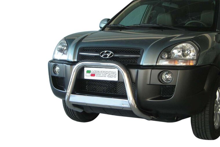 Hyundai Tucson 2004 tot 2014 - pushbar &Oslash; 63 mm met CE/EU certificaat - RVS 304 hoogglans gepolijst