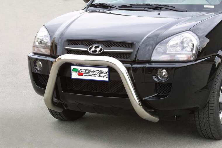 Hyundai Tucson 2004 tot 2014 - super pushbar &Oslash; 76 mm met CE/EU certificaat - RVS 304 hoogglans gepolijst