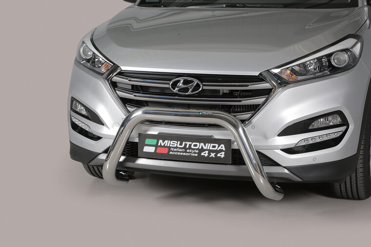 Hyundai Tucson 2015 tot 2018 - super pushbar &Oslash; 76 mm met CE/EU certificaat - RVS 304 hoogglans gepolijst