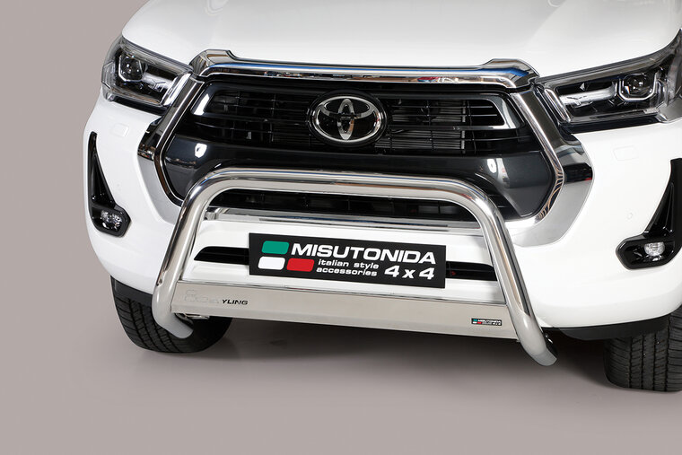 Toyota Hilux 2021 tot heden - pushbar &Oslash; 63 mm met CE/EU certificaat - RVS 304 hoogglans gepolijst