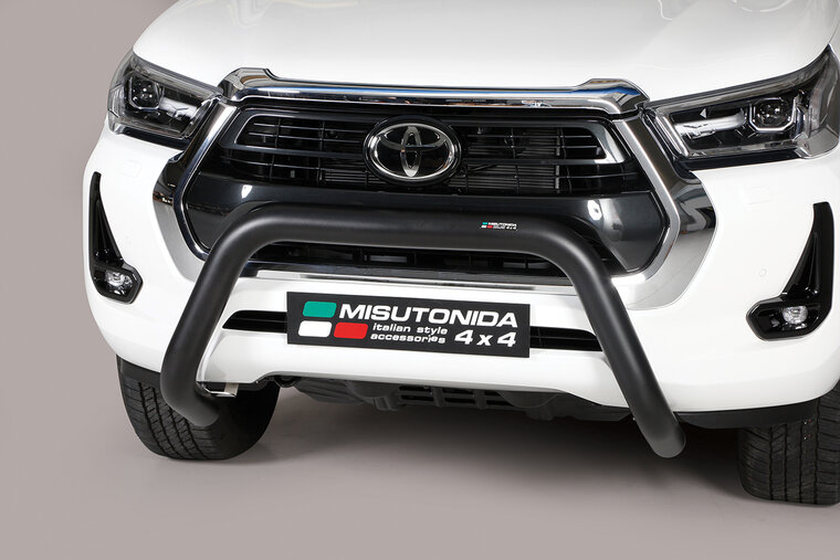 Toyota Hilux 2021 tot heden - super pushbar &Oslash; 76 mm met CE/EU certificaat - RVS 304 zwarte poedercoating