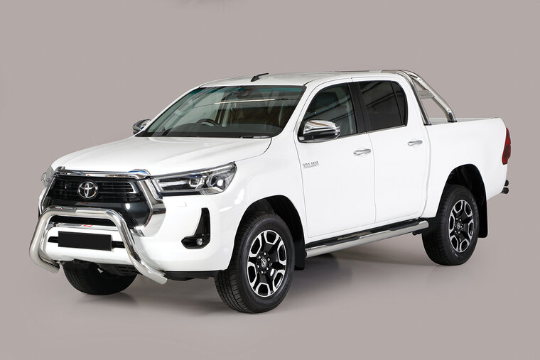 Toyota Hilux 2021 tot heden - super pushbar &Oslash; 76 mm met CE/EU certificaat - RVS 304 hoogglans gepolijst