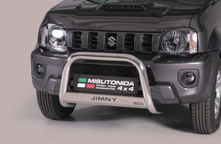 Suzuki Jimny 2012 tot 2018 - pushbar &Oslash; 63 mm met modelnaam met CE/EU certificaat - RVS 304 hoogglans gepolijst