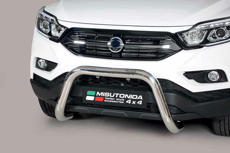 Ssangyong Musso 2018 tot heden - super pushbar &Oslash; 76 mm met CE/EU certificaat - RVS 304 hoogglans gepolijst