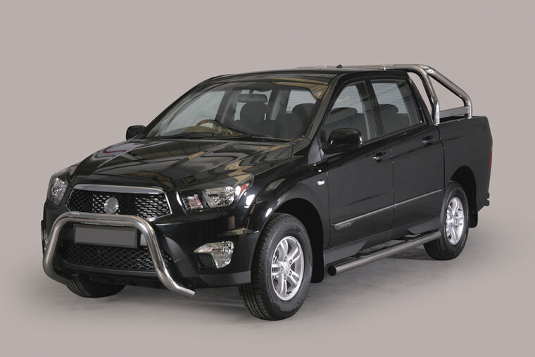 Ssangyong Actyon Sports 2012 tot heden - super pushbar &Oslash; 76 mm met CE/EU certificaat - RVS 304 hoogglans gepolijst