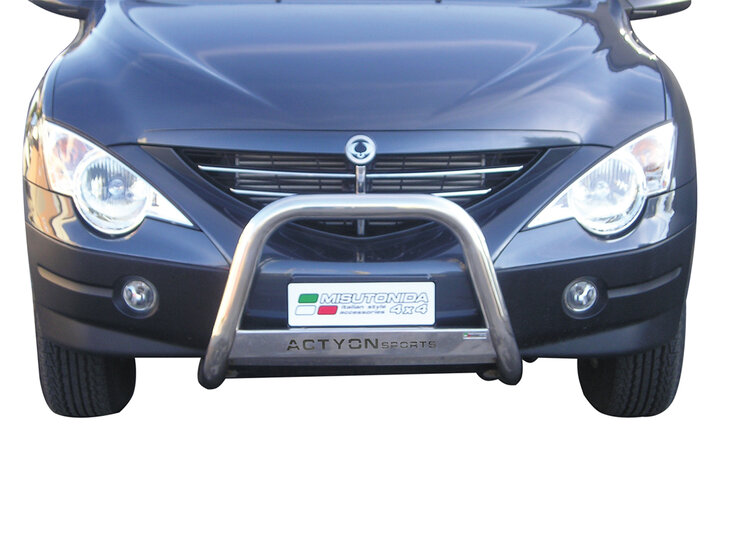 Ssangyong Actyon Sports 2007 tot 2012 - pushbar &Oslash; 63 mm met modelnaam met CE/EU certificaat - RVS 304 hoogglans gepolijst