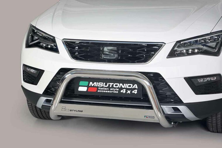 Seat Ateca 2016 tot 2020 - pushbar &Oslash; 63 mm met CE/EU certificaat - RVS 304 hoogglans gepolijst