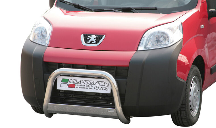 Peugeot Bipper 2008 tot heden - pushbar &Oslash; 63 mm met CE/EU certificaat - RVS 304 hoogglans gepolijst