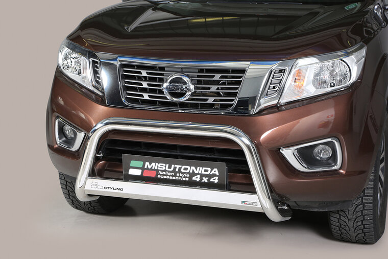 Nissan Navara 2016 tot heden - pushbar &Oslash; 63 mm met CE/EU certificaat - RVS 304 hoogglans gepolijst