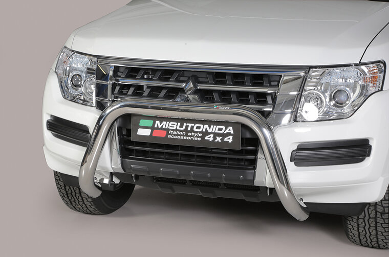 Mitsubishi Pajero V80 2015 tot 2021 - super pushbar &Oslash; 76 mm met CE/EU certificaat - RVS 304 hoogglans gepolijst