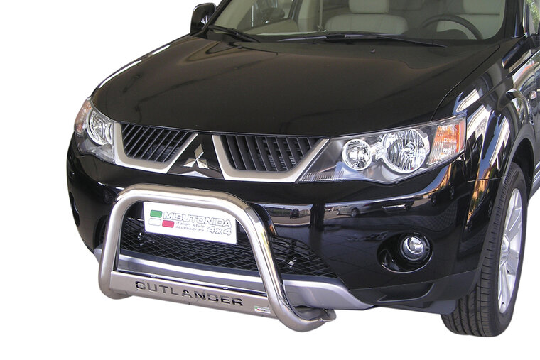 Mitsubishi Outlander 2007 tot 2010 - pushbar &Oslash; 63 mm met modelnaam met CE/EU certificaat - RVS 304 hoogglans gepolijst