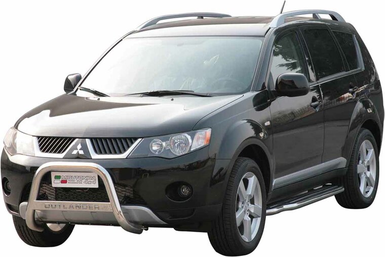 Mitsubishi Outlander 2007 tot 2010 - pushbar &Oslash; 63 mm met modelnaam met CE/EU certificaat - RVS 304 hoogglans gepolijst