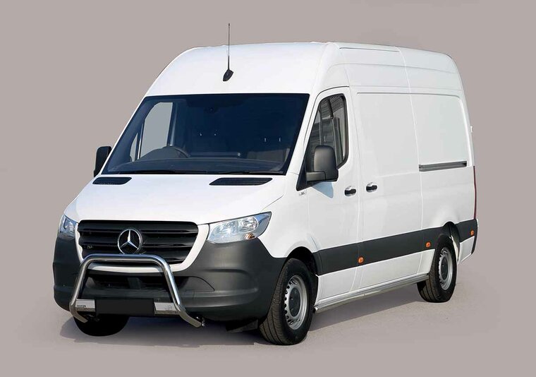 Mercedes Sprinter RWD 2017 tot heden - pushbar &Oslash; 63 mm met CE/EU certificaat - RVS 304 hoogglans gepolijst