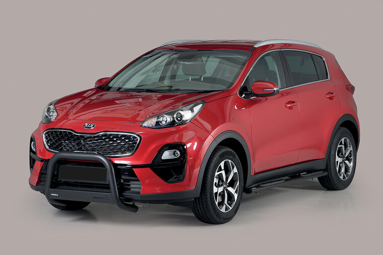 Kia Sportage 2018 tot 2022 - pushbar &Oslash; 63 mm met CE/EU certificaat - RVS 304 zwarte poedercoating