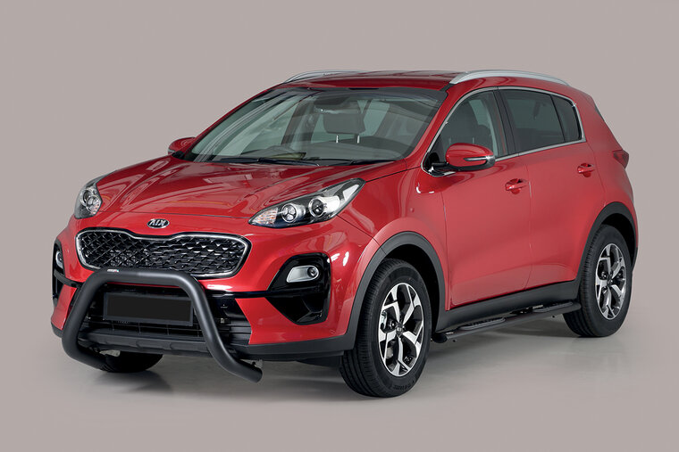 Kia Sportage 2018 tot 2022 - super pushbar &Oslash; 76 mm met CE/EU certificaat - RVS 304 zwarte poedercoating