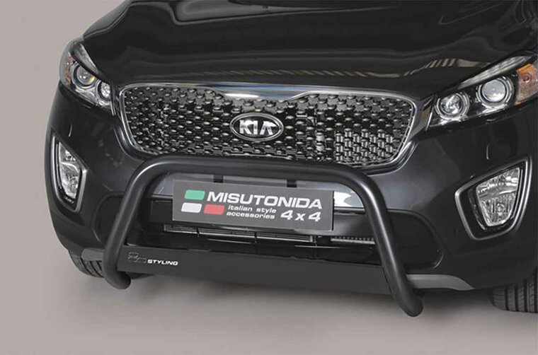 Kia Sorento 2015 tot 2018 - pushbar &Oslash; 63 mm met CE/EU certificaat - RVS 304 zwarte poedercoating