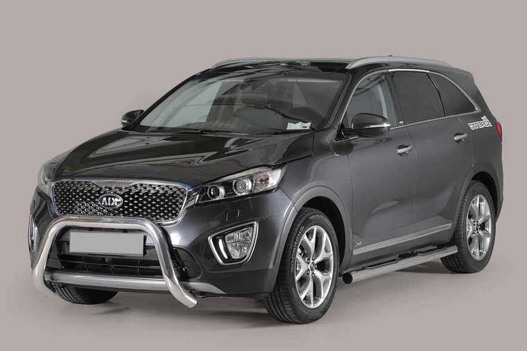 Kia Sorento 2015 tot 2018 - super pushbar &Oslash; 76 mm met CE/EU certificaat - RVS 304 hoogglans gepolijst