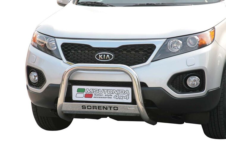 Kia Sorento 2009 tot 2012 - pushbar &Oslash; 63 mm met modelnaam met CE/EU certificaat - RVS 304 hoogglans gepolijst