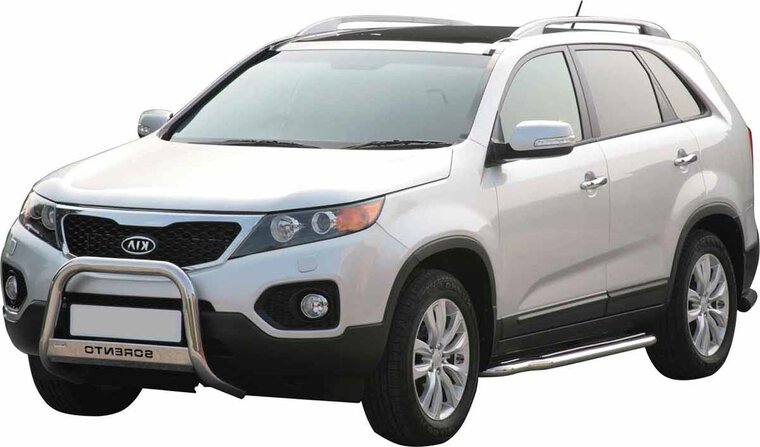 Kia Sorento 2009 tot 2012 - pushbar &Oslash; 63 mm met modelnaam met CE/EU certificaat - RVS 304 hoogglans gepolijst