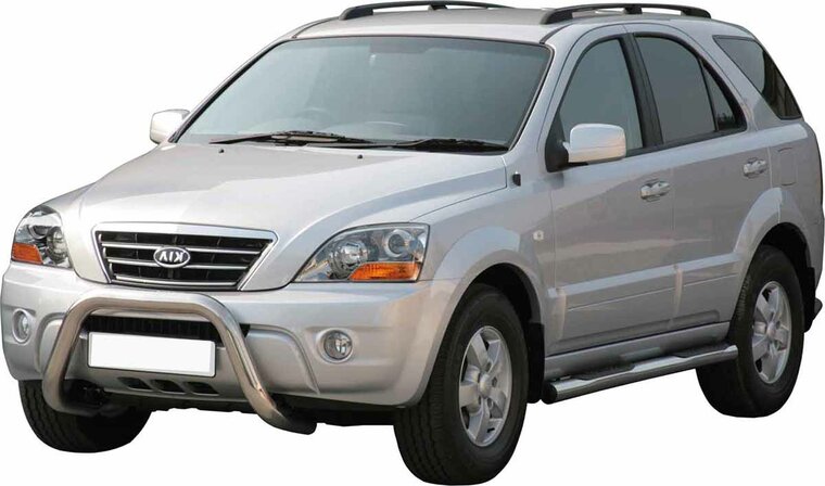 Kia Sorento 2006 tot 2009 - super pushbar &Oslash; 76 mm met CE/EU certificaat - RVS 304 hoogglans gepolijst