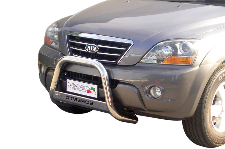 Kia Sorento 2006 tot 2009 - pushbar &Oslash; 63 mm met modelnaam met CE/EU certificaat - RVS 304 hoogglans gepolijst