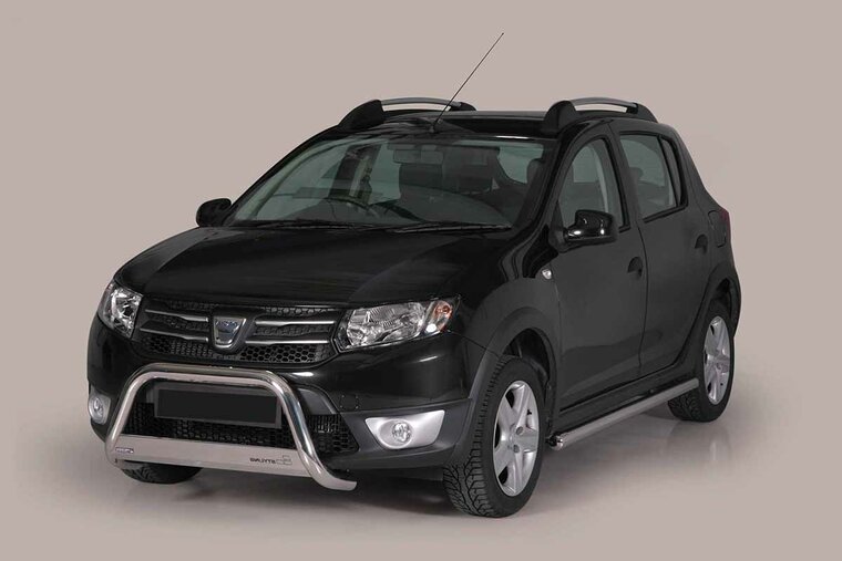 Dacia Sandero Stepway 2013 tot 2021 &ndash; pushbar &Oslash; 63 mm met CE/EU certificaat - RVS 304 hoogglans gepolijst