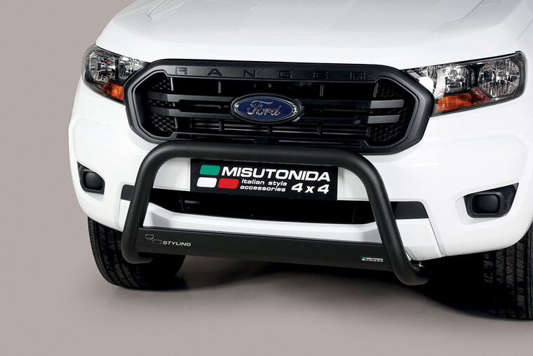 Ford Ranger 2019 tot 2023 - pushbar &Oslash; 63 mm met CE/EU certificaat - RVS 304 zwarte poedercoating