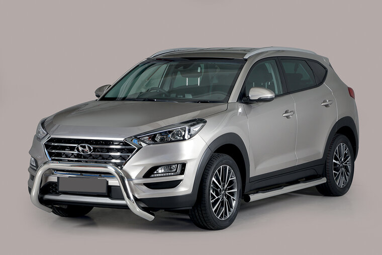 Hyundai Tucson 2018 tot 2021 - super pushbar &Oslash; 76 mm met CE/EU certificaat - RVS 304 hoogglans gepolijst