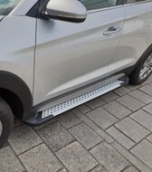 Peugeot 3008 2016 tot heden - aluminium treeplanken grijs - ronde nop