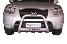 Hyundai Santa Fe 2006 tot 2012 - pushbar &Oslash; 63 mm met modelnaam met CE/EU certificaat - RVS 304 hoogglans gepolijst