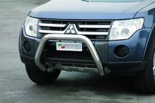 Mitsubishi Pajero V80 2007 tot 2015 - super pushbar &Oslash; 76 mm met CE/EU certificaat - RVS 304 hoogglans gepolijst