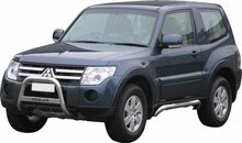 Mitsubishi Pajero V80 2007 tot 2015 - pushbar &Oslash; 63 mm met modelnaam met CE/EU certificaat - RVS 304 hoogglans gepolijst