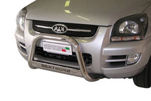 Kia Sportage 2004 tot 2008 - pushbar &Oslash; 63 mm met modelnaam met CE/EU certificaat - RVS 304 hoogglans gepolijst