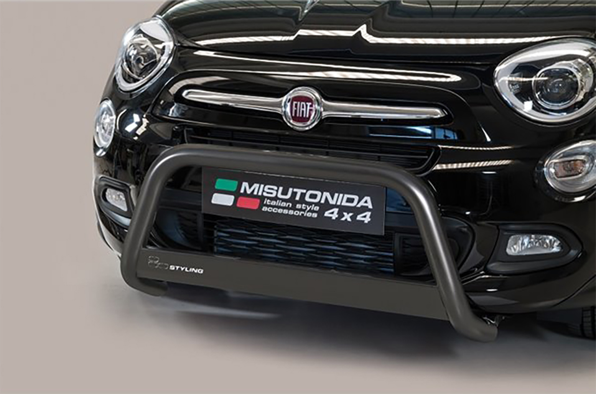 Fiat 500X 2015 tot heden - pushbar Ø 63 mm met CE/EU certificaat - RVS 304 zwarte poedercoating