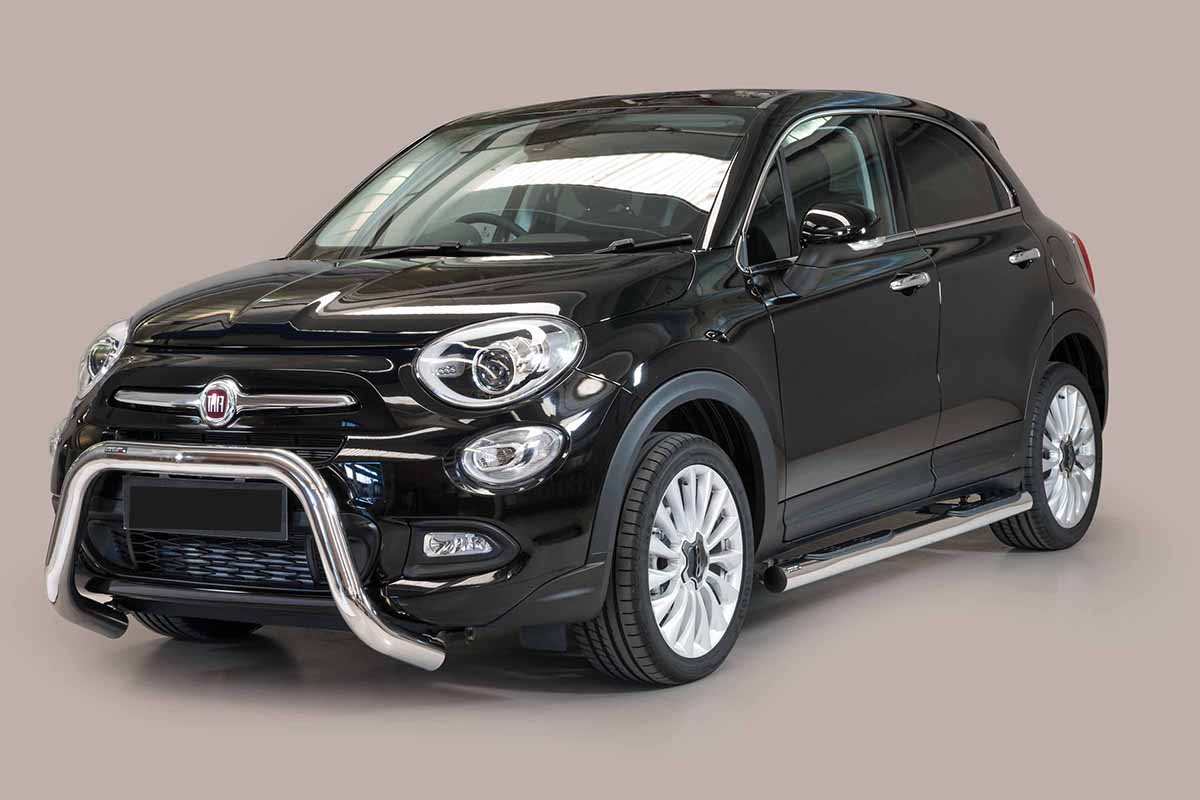 Fiat 500X 2015 tot heden - super pushbar Ø 76 mm met CE/EU certificaat - RVS 304 hoogglans gepolijst